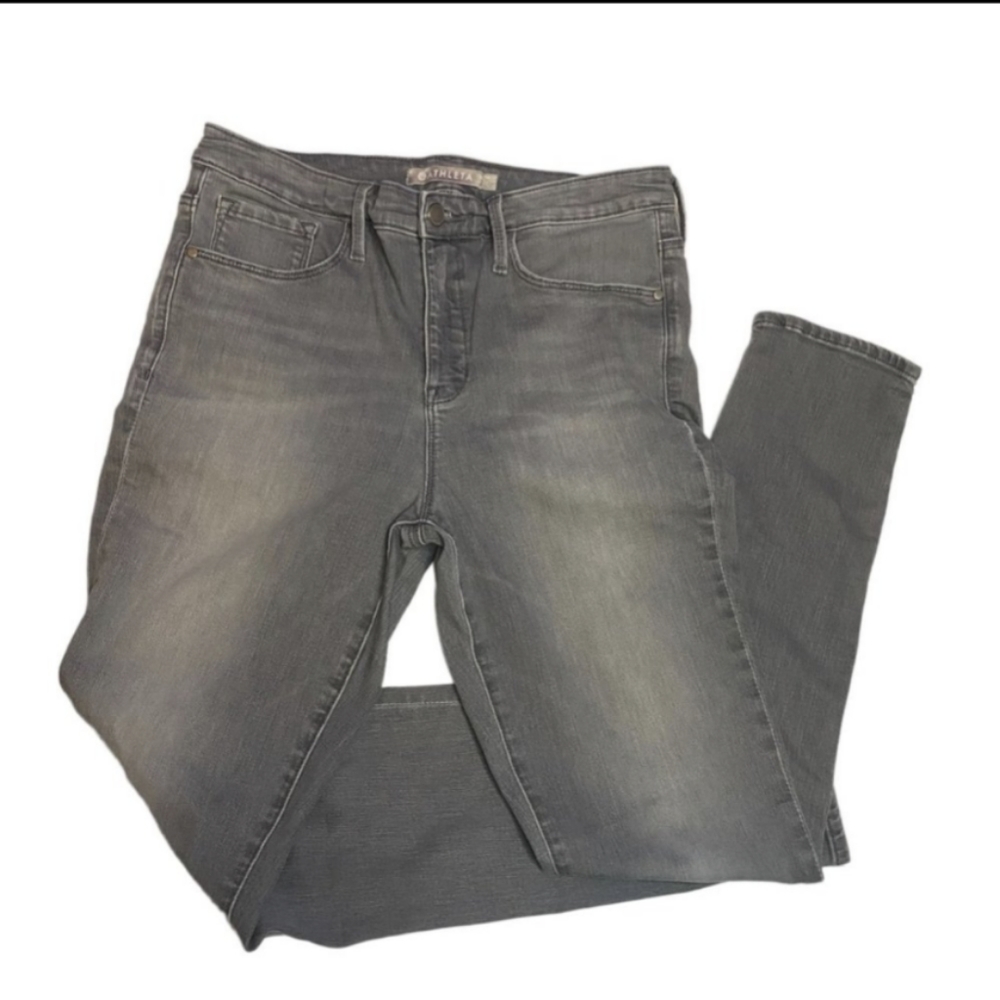 Athleta Sculptek Skinny Jeans Gray Quartz Wash High Rise Women's Size 14